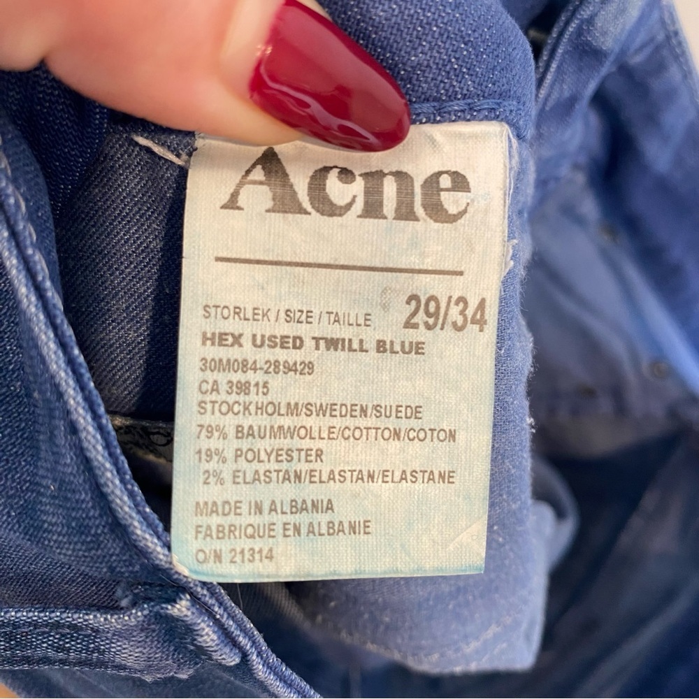 Acne Low Rise Boot Cut Jeans Hex Used Twill Blue - Picture 7 of 7